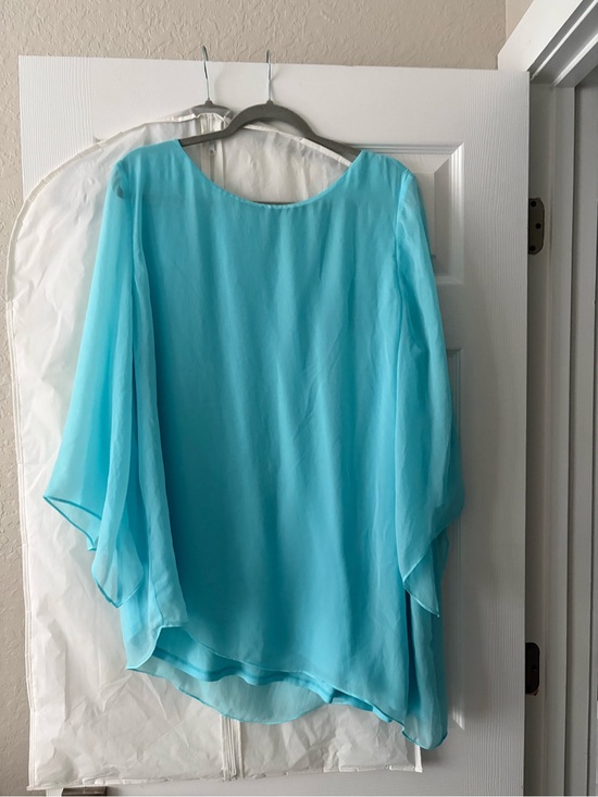 Chico's Tops - Chico's Turquoise Sheer Flutter-Sleeve Blouse size 18 or Chicos 3